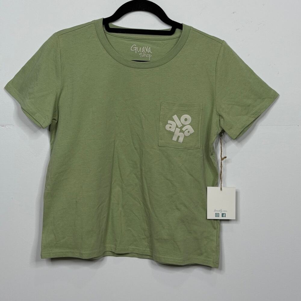 Guava Shop Hawaii "Messy Aloha" Pocket Tee Light Sage Green / Size-Large